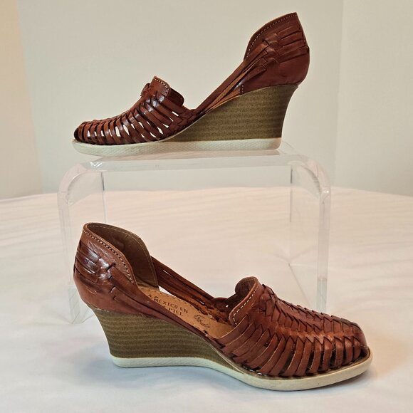MEXICO EN LA PIEL Women's  Huarache Sandals/Wedge, Closed Toe Sz: 6 Tan - Picture 6 of 15